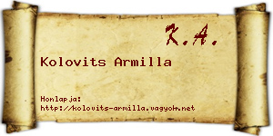 Kolovits Armilla névjegykártya
